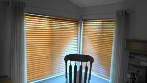 Wood Blinds with Drapes