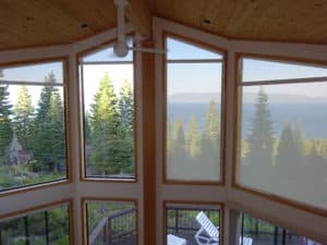 Kempler Design in Reno NV helped this client provide motorized roller shades for their Lake Tahoe home. They were provided with a creative solution for their angle top windows.